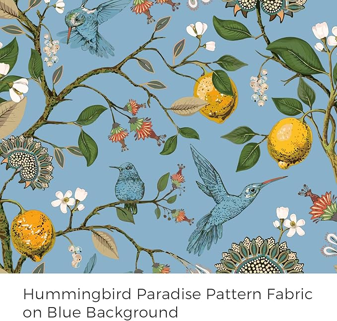 Topfinel Sliding Door Patio Floral Curtains & Drapes, Blackout Extra Wide Room Divider Large Blue Vintage Farmhouse Country Hummingbird Patterned Grommet Curtains 1 Single Panels W100 x L84