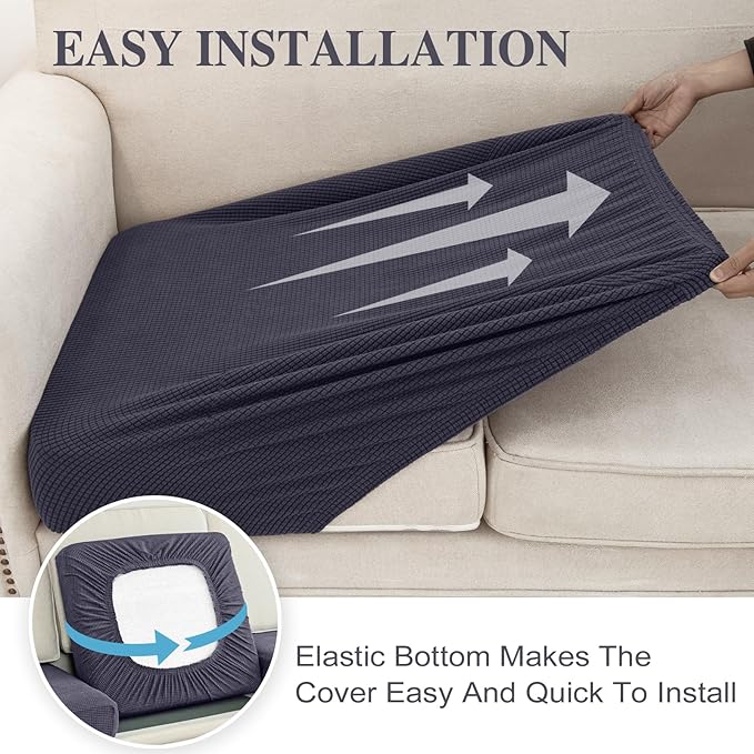 Couch Cushion Cover Seat Cushion Cover Stretch Armchair Cover Separate Sectional Sofa Slipcovers Furniture Protector(1 Piece for Seat or Sofa Backrest, Dark Grey)
