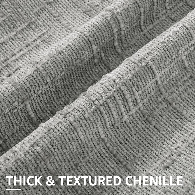 decorUhome Neutral Grey Chenille Euro Sham Throw Pillow Covers 26x26 Set of 2 Textured Soft Cozy Slubby Couch Pillow Covers Modern Farmhouse Boho Decorative Pillow Cases for Bed Sofa Living Room