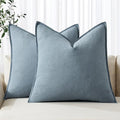 MIULEE Decorative Linen Pillow Covers 18x18 Inch Blue Grey Boho Farmhouse Neutral Couch Throw Pillows for Bed Pack of 2 Accent Coastal Modern Pillowcase Summer Sofa Livingroom Home Decor