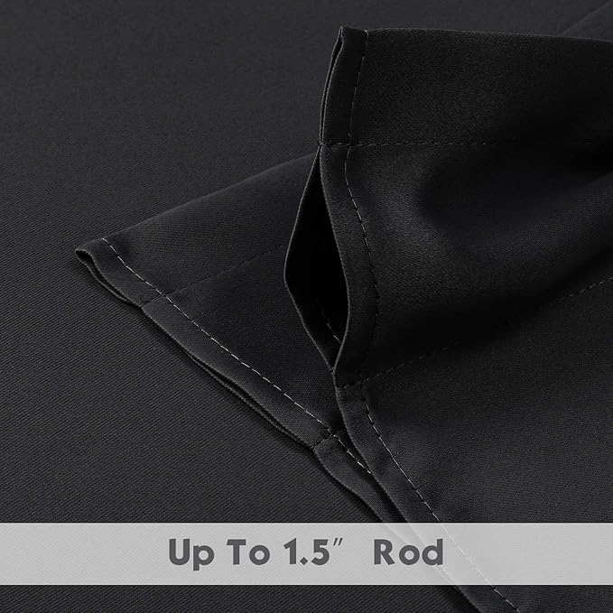 Chyhomenyc Black Valances for Window, Room Darkening Short Curtains for Kitchen Bedroom Living Room, Rod Pocket Top Small Window Treatment Valance RV Bunk Panels, 40" Wx14 L, 2 Pieces