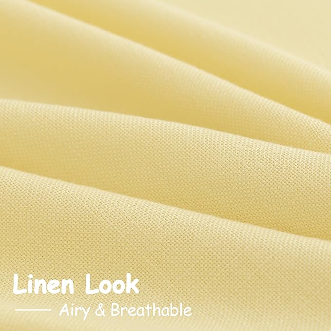 Yellow Linen Curtains 100 inches Long for Bedroom Back Tab Light Filtering Privacy Sheer Yellow Curtains Modern Farmhouse Coastal Decor Cotton Textured Curtain for Living Room 2 Panel Set 52x100