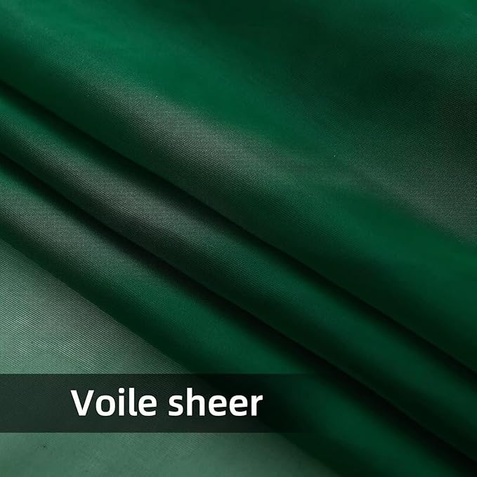 youleyar Solid Sheer Rod Pocket Curtain Voile Draperies 2 Panels White Beige Black Grey Coffee 52 Inch Width 90 Inch Long 1 Pair for Kitchen Bedroom Children Living Room Yard (Foliage Green,52Wｘ90L)