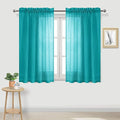 DWCN Turquoise Sheer Curtains Semi Transparent Voile Rod Pocket Curtains for Bedroom and Living Room, 52 x 54 inches Long, Set of 2 Panels