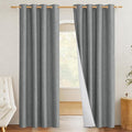 NICETOWN 100% Absolutely Blackout Linen Curtains with Thermal Insulated White Liner, Dove Grey, W52, 2 Pieces, Noise Reducing Textured Linen Look Curtains for Windows 108 inch Length for Classroom