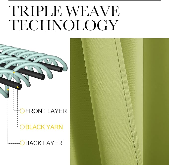 NICETOWN Window Curtains Blackout Drapes, Fresh Green, 1 Pair, 52 by 84-Inch, Thermal Insulated Solid Rod Pocket Blackout Curtains/Draperies for Living Room