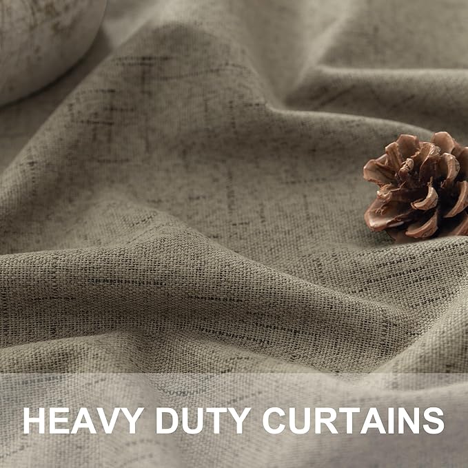 Pitalk Living Room Curtains 102 Inches Long for 103 Inch Tall Window Drape 100% Blackout Curtains for Bedroom Cold Weather Thermal Insulated Noise Reduction Curtain Farmhouse Style 2 Panels Dark Taupe