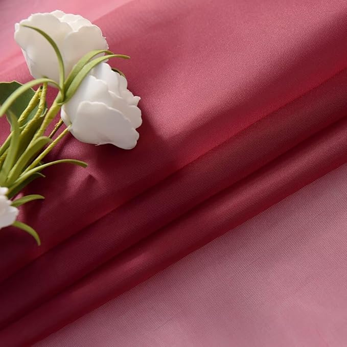 SpaceDresser Burgundy Sheer Curtains 4 Panels Rod Pocket Semi-Sheer Curtain 72 Inches Long Light Filtering Voile Window Drapes for Bedroom Living Room Kitchen, Each 52W x 72L