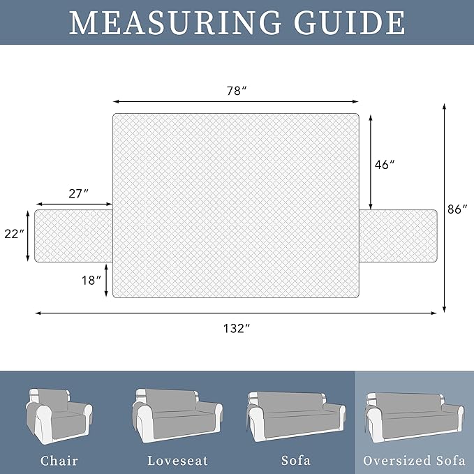 ISSUNTEX Double Protection 100% Waterproof Sofa Covers for Living Room, Reversible Couch Covers for 3 Cushion Couch Sofa, Furniture Protector Sofa Cover for Pets (X Large, Dark Gray/Beige)