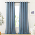 NICETOWN Linen Sheer Stone Blue Curtains 108 inch Long for Living Room, Grommet Semi Sheer Linen Blend Curtains & Drapes Privacy with Light Filtering for Nursery/Laundry, W52 x L108, 2 Panels