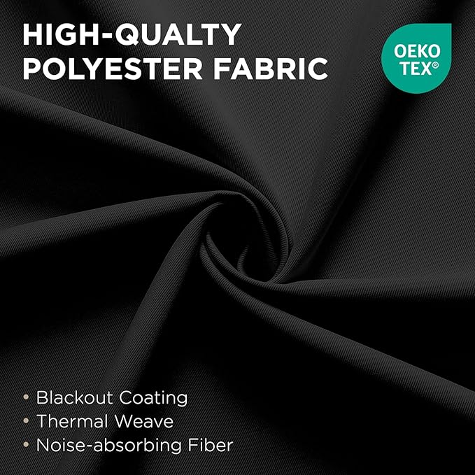 Joydeco Blackout Patio Sliding Door Curtains 96 Inches Long, Grommet Privacy Room Divider Curtains, Extra Wide Thermal Blackout Drapes for Bedroom Living Room (Black, 100Wx96L, 1 Panel)