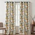 Topfinel Floral Curtains 96 Inches Long 2 Panels Unique Beige Luxury Elegant Colorful Euro Flower Hummingbird Patterned Rustic Vintage Grommet Drapes for Classroom Room Office Closet 52x96