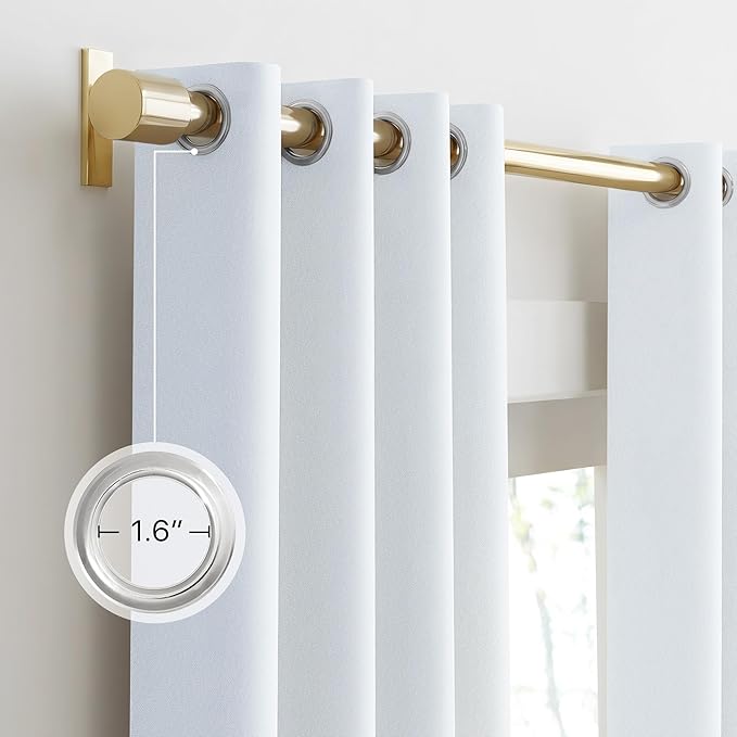 NICETOWN Farmhouse 100% Blackout Linen Curtains for Bedroom, Off White, W52, 2 Pieces, Noise Reducing Textured Linen Look 90 inch Length Curtains for Living Room