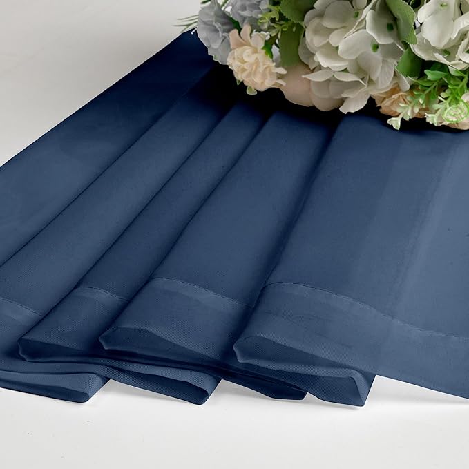 Lecloud Navy Blue Window Valance 14 Inches Long 2 PCS, Solid Voile Blue Curtains Dual Rod Pockets, Living Room Bedroom Bathroom Kitchen Curtain Half Tiers Window Treatment, 40" Wx14 L