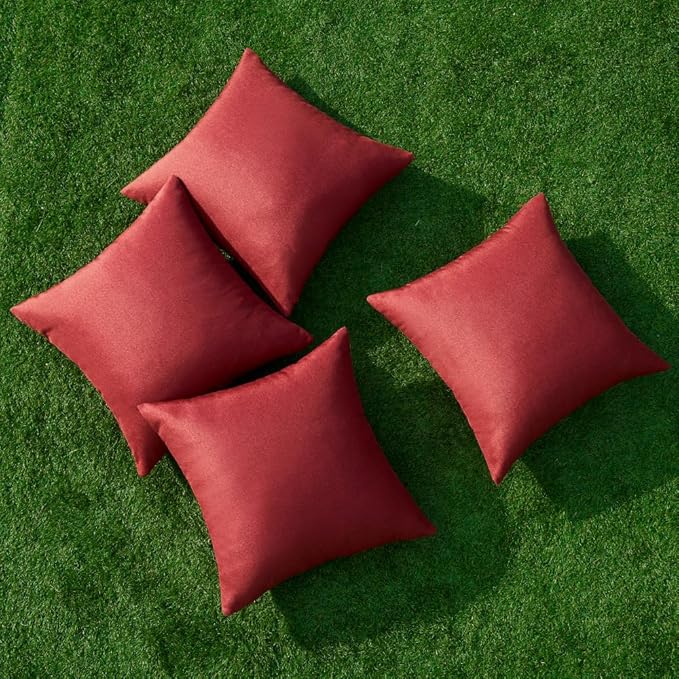 MIULEE Pack of 4 Decorative Throw Pillow Covers Linen Waterproof Pillow Covers Farmhouse Cushion Cases for Outdoor Patio Garden Tent Balcony Couch Sofa18x18 inch Burgundy