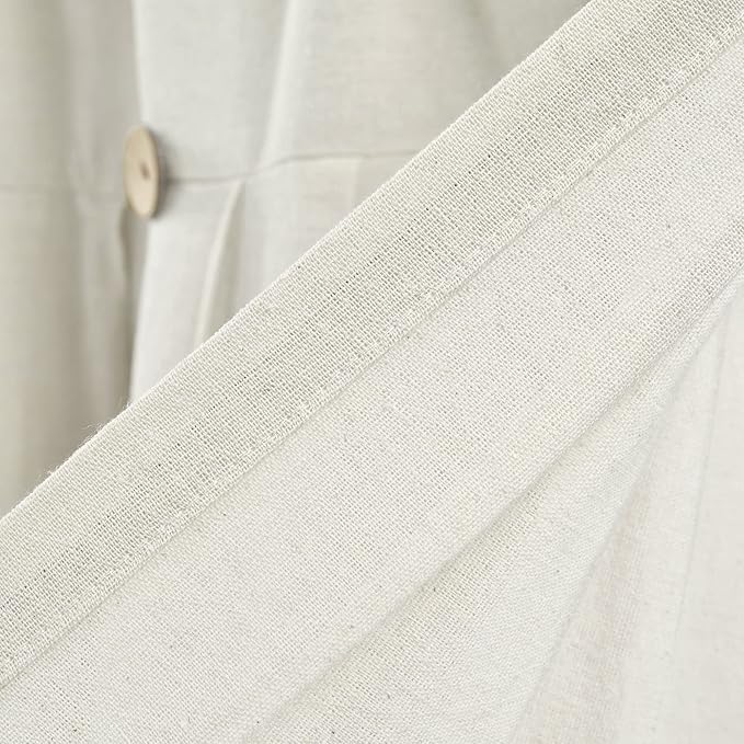 Lush Decor Linen Button Farmhouse Valance Curtians 84"W x 18"L Off White - Linen Valances For Windows - Kitchen Curtains Valances - Bathroom Curtain