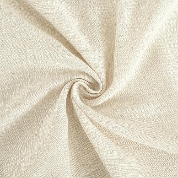 BGment Cafe Linen Curtains 30 Inch Length for Small Window, Beige Half Window Drapes Semi Sheer Lightweight with Rod Pocket for Bathroom Kitchen Over Sink, 2 Panels Set, 24 Inch Wide Each Panel