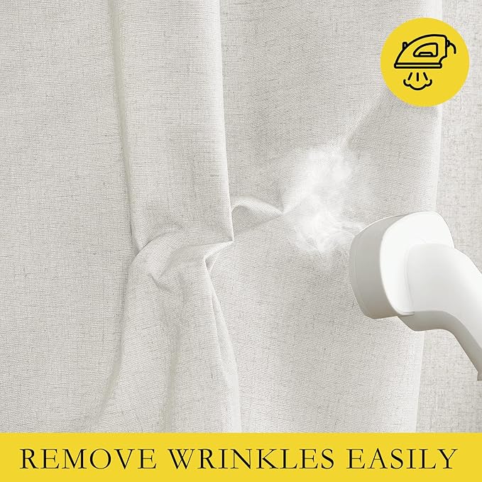 NICETOWN 100% Blackout Linen Texture Curtains 80 inches Long, Ivory, 2 Pcs, Thermal Insulated Full Blackout 2-Layer Lined Drapes, Energy Efficiency Window Draperies for Boy's Room