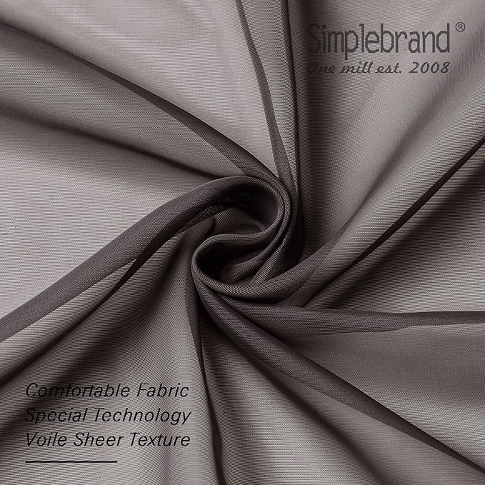 Simplebrand Chocolate Short Sheer Curtains 45 Inch Length for Small Windows, Rod Pocket 2 Panels Set Solid Voile Drapes Window Sheer Curtains for Bedroom Bathroom Kids Room Kitchen, 42x45 Inch, 2pcs