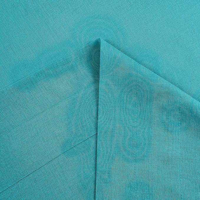 DWCN Turquoise Sheer Curtains Semi Transparent Voile Rod Pocket Curtains for Bedroom and Living Room, 52 x 54 inches Long, Set of 2 Panels