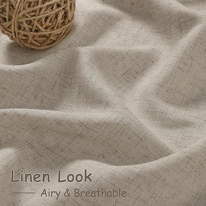 Nanspring Cobblestone Linen Curtains for Living Room 94 Inches Long Light Filtering Semi Sheer Curtain Back Tab Modern Farmhouse Decor Elegant Drapes for Bedroom Dinner Room 52x94, 2 Panels