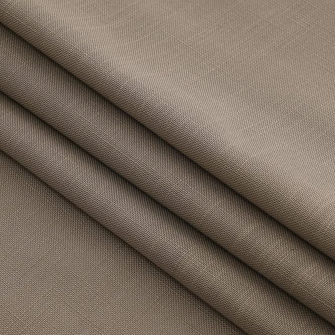 Dark Taupe Linen 102 Inch Long Curtains for Living Room 2 Panels Back Tab Pocket Semi Sheer Light Filtering Curtains Bohemian Rustic Solid Color Drapes for Sliding Glass Door Bedroom 40x102 Inches