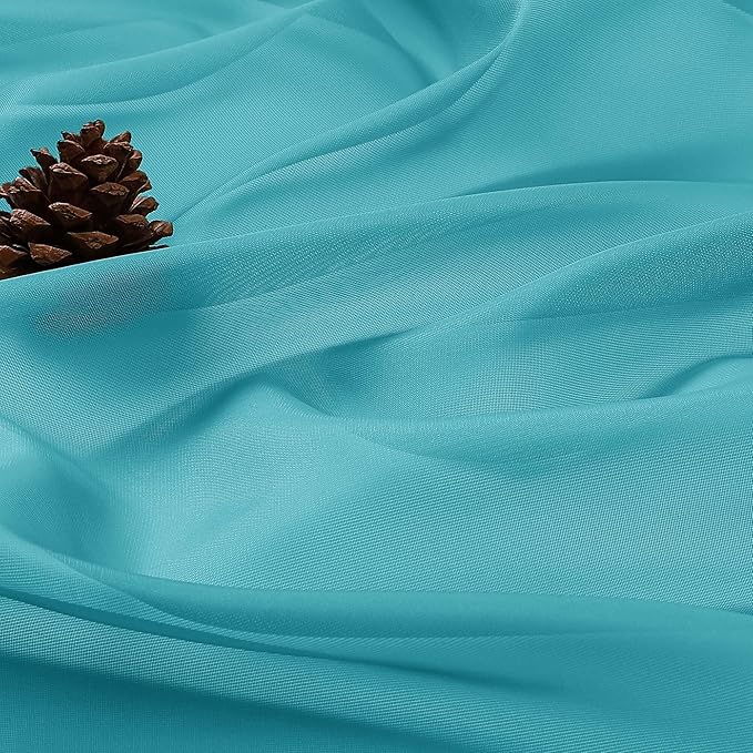 OVZME Turquoise Sheer Curtains 120 Inches Long 2 Panels Set, 59 Inch Extra Wide Soft Airy Lightweight Sheer Curtains for Living Room, Farmhouse Voile Filmy Rod Pocket Drapes, 59Wx120L Inches