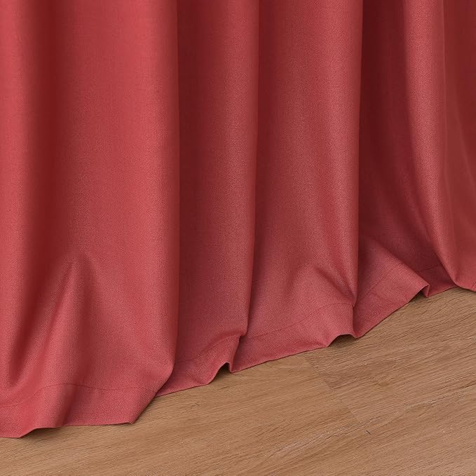Nanspring Christmas Red Linen Curtains 84 Inch Length 2 Panels Set for Living Room Light Filtering Semi Sheer Curtain Back Tab Vintage Rustic Luxury Home Decor Neutral Drapes for Bedroom Office 52x84