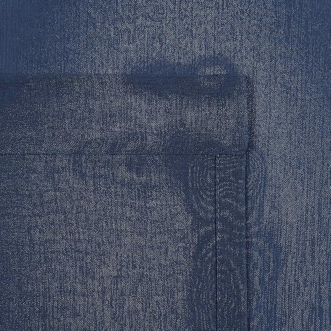 DWCN Navy Blue Sheer Curtains Semi Transparent Voile Rod Pocket Curtains for Bedroom and Living Room, 52 x 63 inches Long, Set of 2 Panels