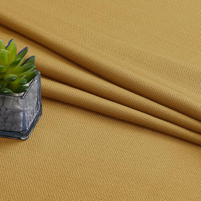 Chyhomenyc Gold Valance for Windows, Light Filtering Faux Linen Textured Small Window Kitchen Valance, Rod Pocket Short Curtain for Bathroom Laundry Basement, 60Wx14L inch, 1 Piece
