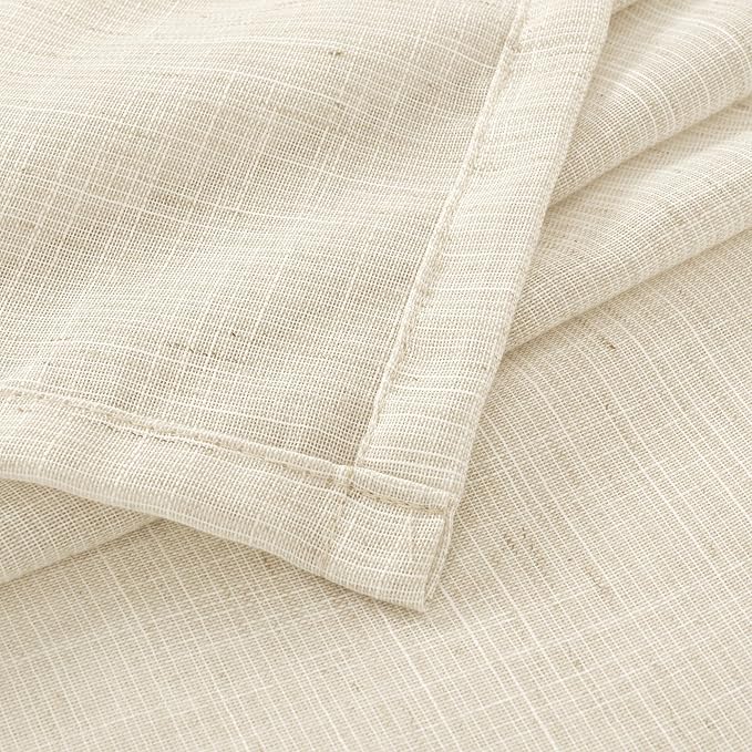 BGment Short Beige Linen Semi Sheer Curtains 30 Inch Length for Windows, Small Drapes Lightweight Rustic Textured for Bathroom Over Sink Cafe Decor Rod Pocket, 2 Panels Set, 30 Inch Wide