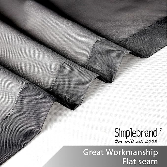 Simplebrand Black Sheer Curtains 96 Inches Long, Light Filtering Rod Pocket Solid Color Window Sheer Curtain Panels, Elegant Curtains & Drapes for Living Room, Bedroom 2 Panels (Black, 42" W x 96" L)