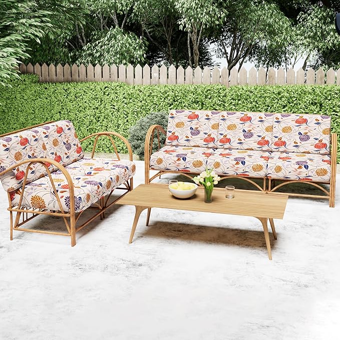 Smiry Printed Couch Cushion Covers, Stretch Soft Couch Covers for Sofa, Washable Non-Slip Sofa Slipcover Furniture Protector for Indoor and Outdoor (Large, Orange)