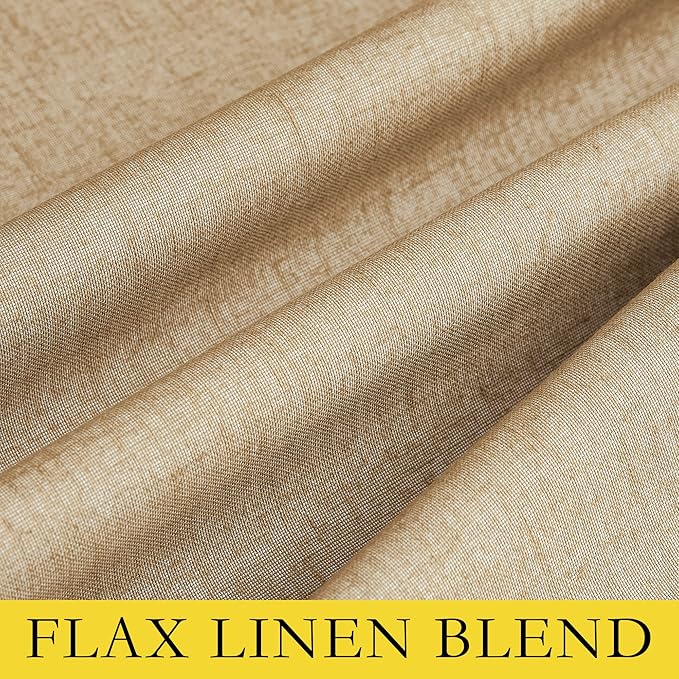 NICETOWN 100% Absolutely Blackout Linen Curtains with Thermal Insulated White Liner, Camel, W42 x L72, 2 Panels, Long Curtains 72 inch Length for Patio Door, Doorway, Office, Overnight Shiftworker
