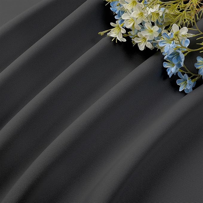 CUCRAF Dark Grey Blackout Curtains 45 inch Length 2 Panels Set, Rod Pocket Room Darkening Drapes for Bedroom Living Room, Insulated Thermal Light Blocking Window Curtain (W52 x L45 Inch)