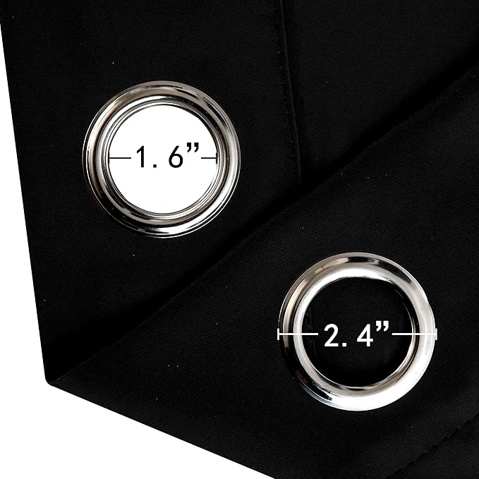 LEMOMO Blackout Curtains 52 x 84 inches Long Black Curtains Set of 2 Panels Thermal Insulated Room Darkening Curtains for Bedroom
