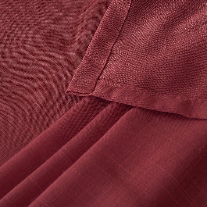 BGment Linen Curtains 36 Inch Length, Small Half Drapes with Rod Pocket for Cafe Kitchen Window Over Sink Lightweight, Burgundy, 2 Panels Set, Each 24 Inch Wide