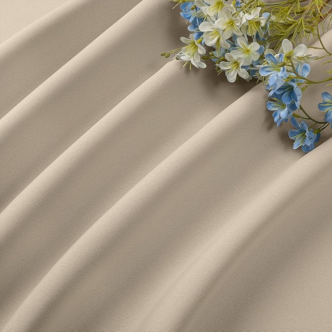 CUCRAF Light Beige Blackout Curtains 108 inch Length 2 Panels Set, Rod Pocket Room Darkening Drapes for Bedroom Living Room, Insulated Thermal Light Blocking Window Curtain (W52 x L108 Inch)