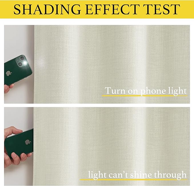 NICETOWN Natural Linen Room Darkening Curtain Valances for, Grommet Faux Linen Blend Short Curtains Thermal Insulated Window Tiers for Kitchen Over Sink, W52 x L30, Set of 2