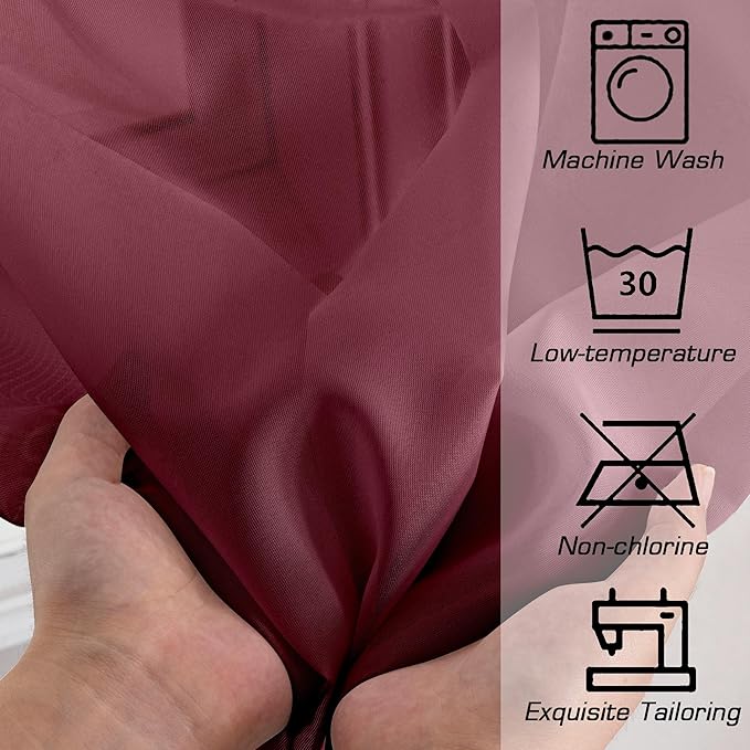 Simplebrand Burgundy Red Sheer Curtains 84 Inches Long, Light Filtering Rod Pocket Solid Color Window Sheer Curtain Panels, Elegant Curtains & Drapes for Living Room, Bedroom 2 Panels, 59" W x 84" L
