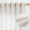 MYSKY HOME Linen Curtains for Living Room, Natural Semi Sheer Curtains & Drapes 80 inches Length 2 Panels Set Farmhouse Country Boho Style Back Tab Draperies for Sliding Glass Door, 50" Wide, Linen