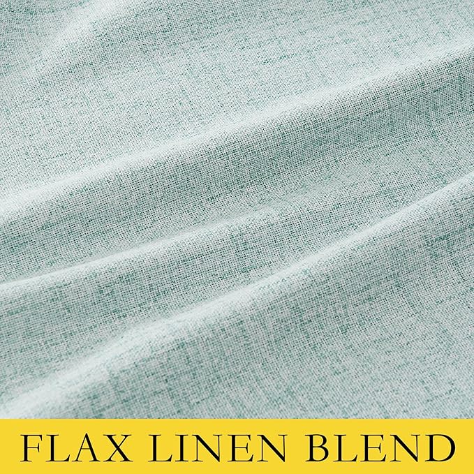 NICETOWN 100% Absolutely Blackout Linen Curtains with Thermal Insulated Liner, Seafoam Green, 62" Wide, 120" Length Energy Saving Curtains for Living Room 2 Panels Set, Vertical Blinds