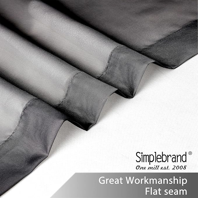 Simplebrand Black Short Sheer Curtains 45 Inch Length for Small Windows, Rod Pocket 2 Panels Set Solid Voile Drapes Window Sheer Curtains for Bedroom Bathroom Kids Room Kitchen, 42x45 Inch