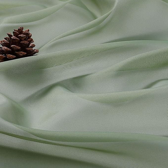 OVZME Sheer Sage Green Curtains 108 Inches Long 2 Panels Set, 59 Inch Extra Wide Lightweight Airy Sage Green Sheer Curtain for Living Room Bedroom, Filmy Voile Rod Pocket, 59Wx108L Inches