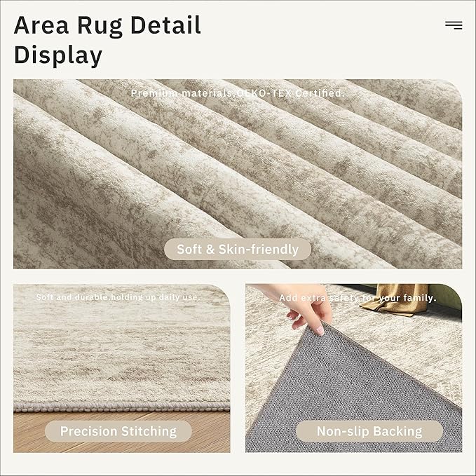 Runner Rug 3x10 Washable Non-Slip Hallway Runner Rugs for Kitchen Bathroom Laundry Room Beige Vintage Floor Carpet Runners for Hallways Entryway