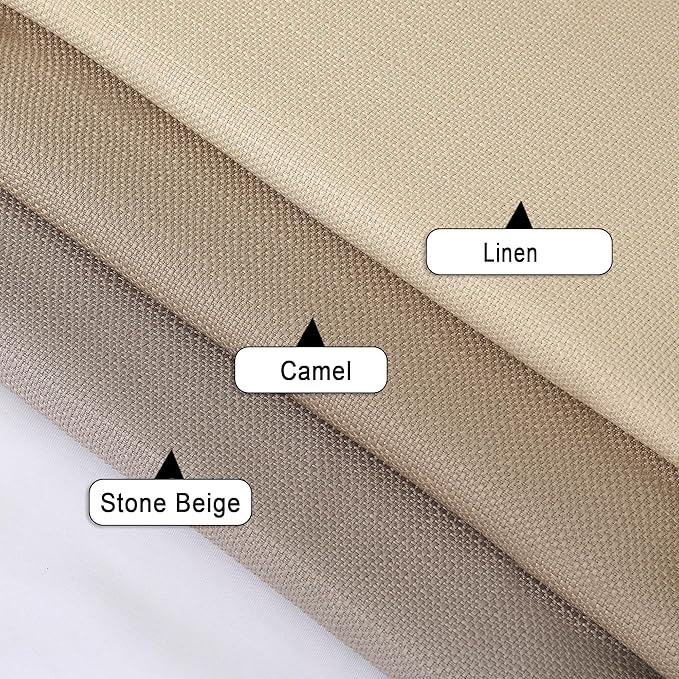 Chyhomenyc Camel Short Curtain Valance for Windows, Faux Linen Textured Half Window Curtains, Burlap Solid Topper Small Curtain Valance for Bathroom Laundry Basement, 60Wx18L Inch, 1 Piece