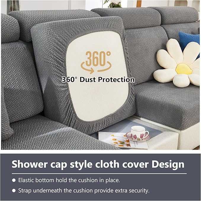 Couch Cushion Covers for Sofa Couch Covers Wear-Resistant Universal Sofa Cover Washable Stretch for Sectional Slipcovers (Texture-Brown,Large Single Seat Cover)