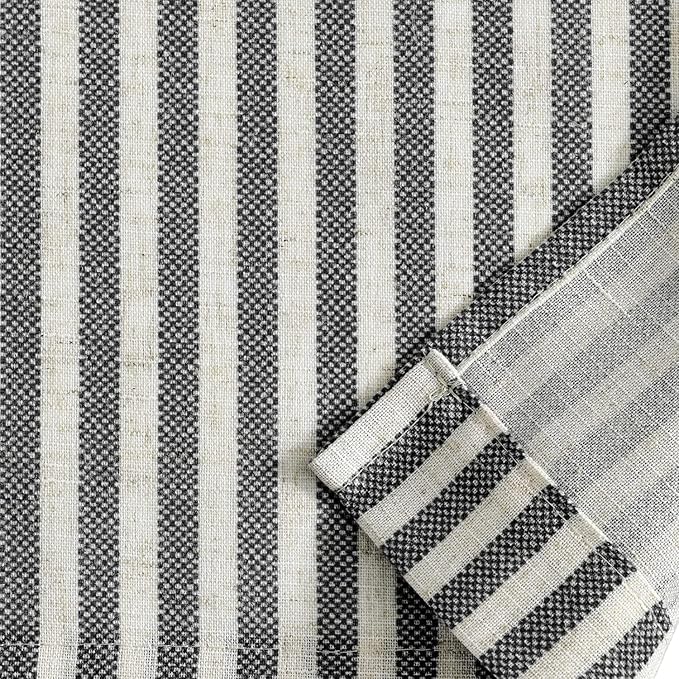 jinchan Linen Stripe Curtain Valance for Windows 16 Inch Light Filtering for Kitchen Living Room Bathroom Rustic Cottage Farmhouse Window Treatment Rod Pocket Design 1 Panel Black on Linen