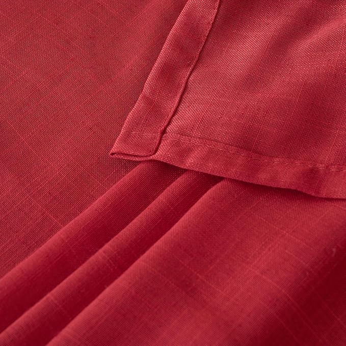 BGment Red Kitchen Curtains 36 Inch Length, Short Semi Sheer Drapes Lightweight Textured Rod Pocket for Bathroom Cafe Windows Over Sink, 2 Panels Set, Each 42 Inch Wide