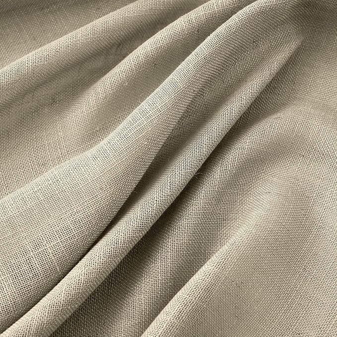 MIULEE Oatmeal Linen Curtains 96 Inches Long 2 Panels for Bedroom Living Room, Soft Thick Linen Textured Natural Window Drapes Semi Sheer Light Filtering Back Tab Rod Pocket Burlap Look Decor